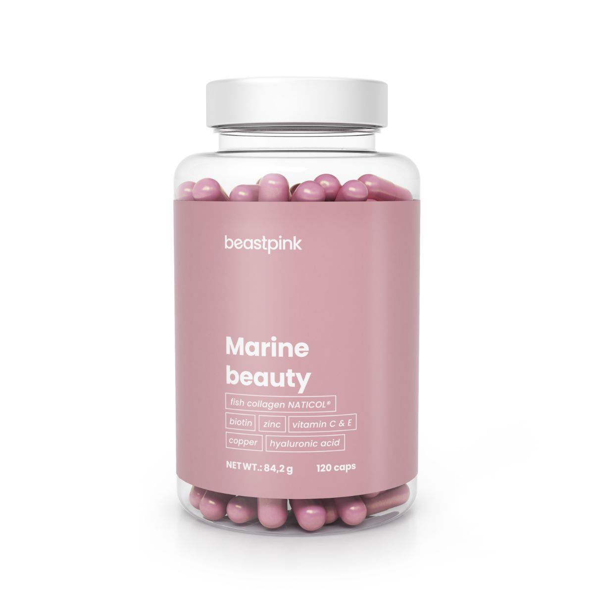 GymBeam BeastPink Marine Beauty collagene di pesce NATICOL®