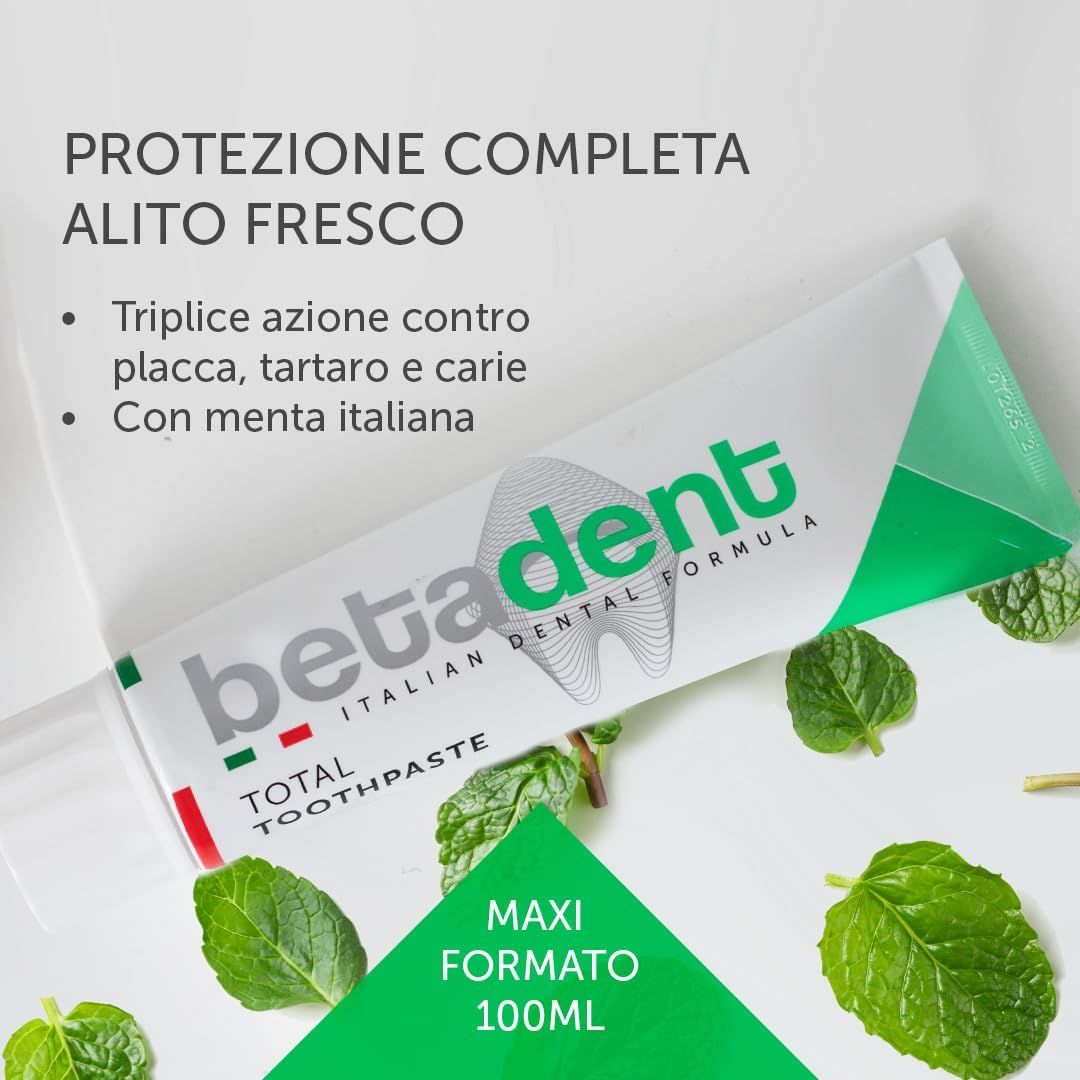 BETADENT - Dentifricio Total - Anti Placca Tartaro Carie Gengive infiammate - Menta naturale