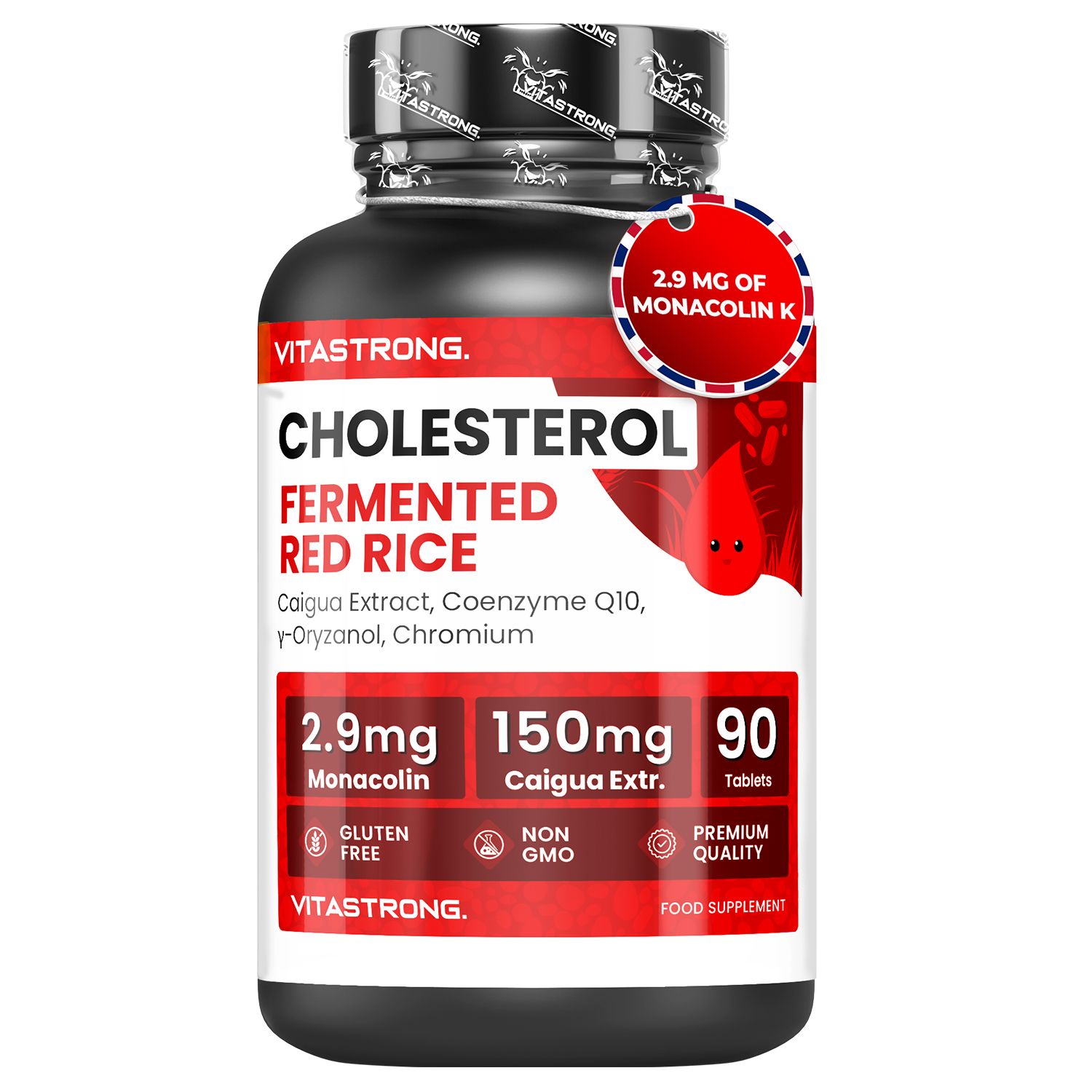 Vitastrong Cholesterol Complex - 90 Compresse, Supporto per Colesterolo e Metabolismo