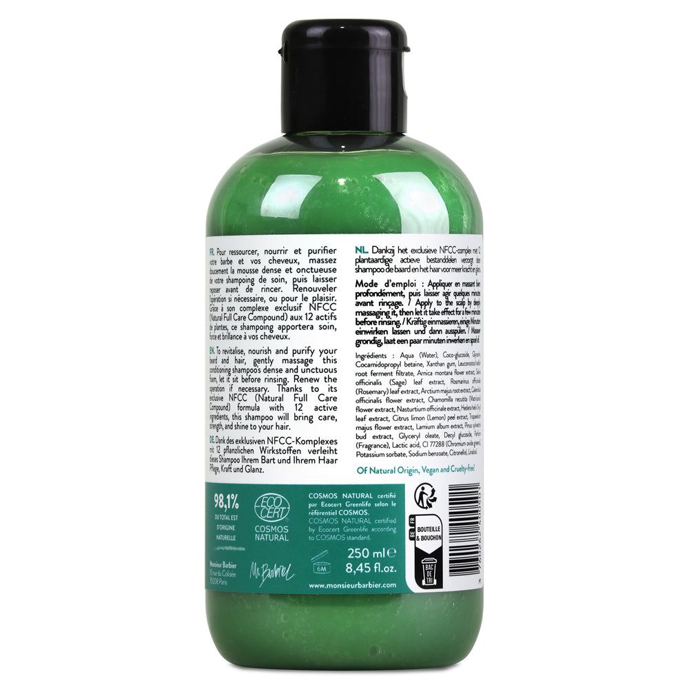 Monsieur BARBIER - Shampoo per barba e capelli 2 in 1 per uomo