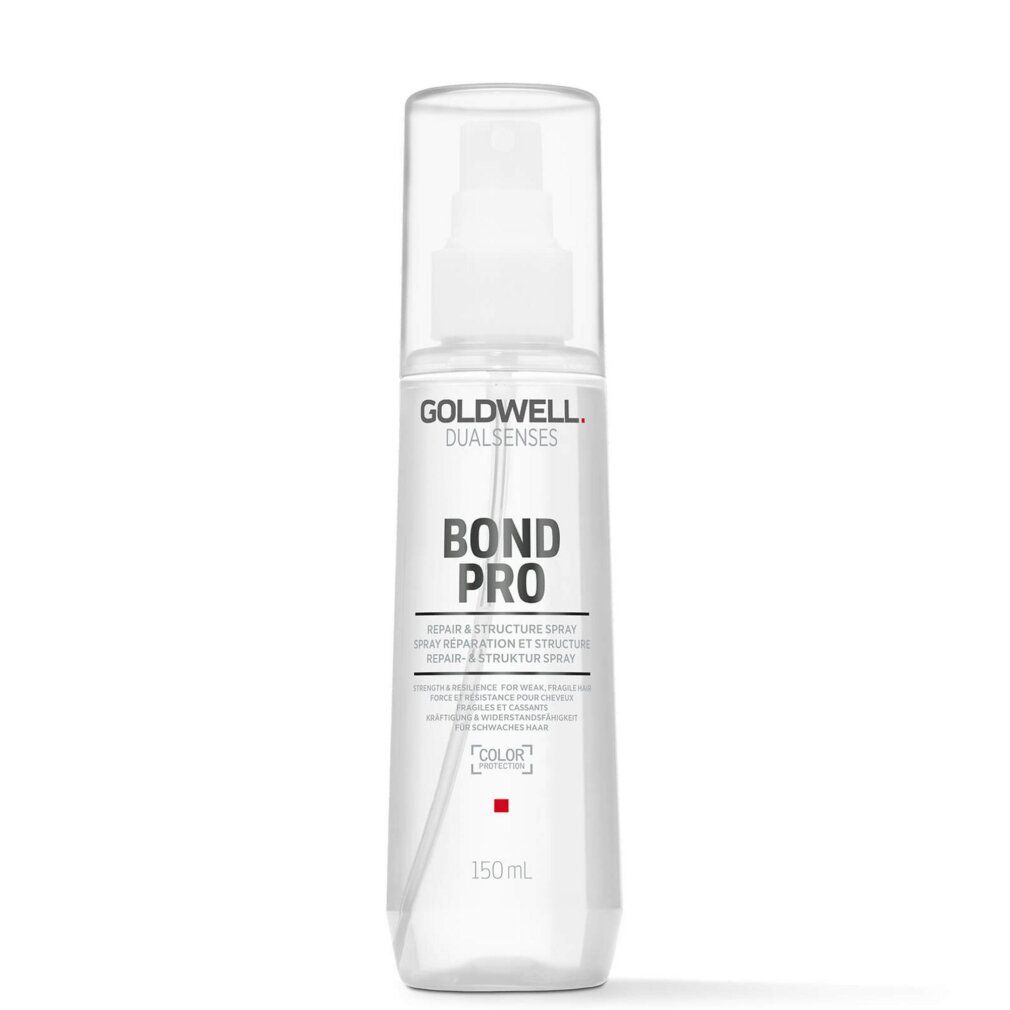 Spray Goldwell Dualsenses Bond Pro. Flacone trasparente con erogatore a spruzzo. Nome del prodotto e volume stampati.