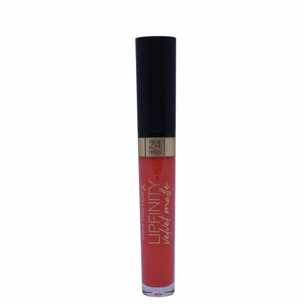 Rossetto Lipfinity Velvet Matte rosso. Tappo nero, scritta dorata. Scritta: 24 HRS.