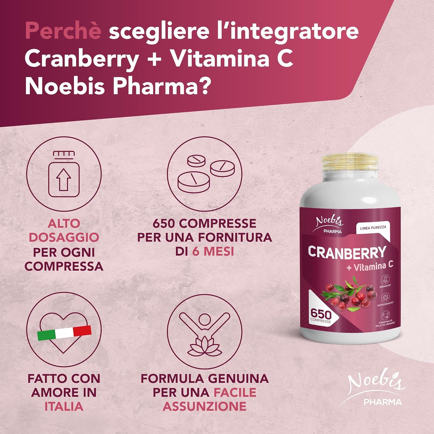 Noebis Pharma Cranberry + Vitamina C - Mirtillo Rosso