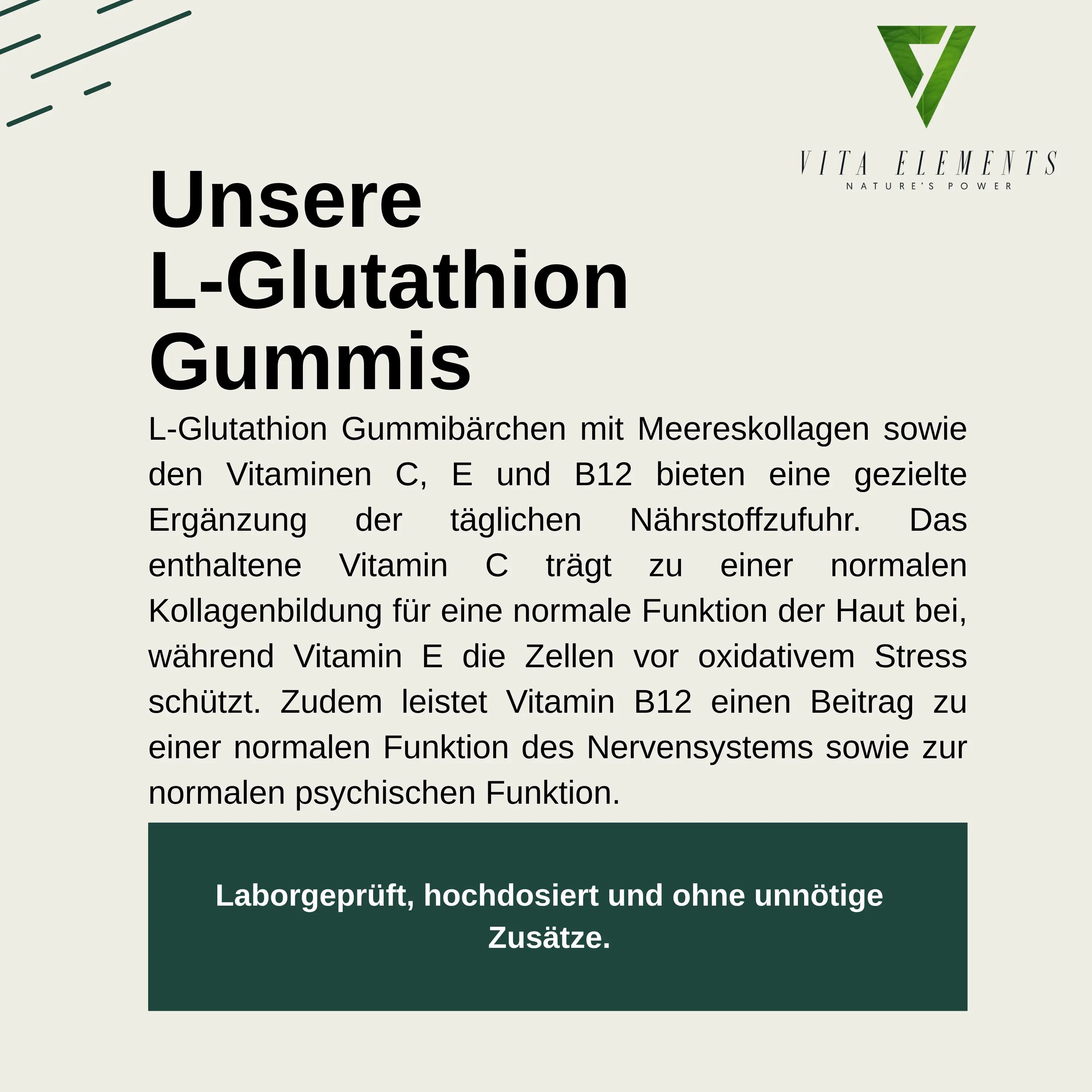 Vita Elements L-Glutathion Gummibärchen: Testo su ingredienti e benefici.