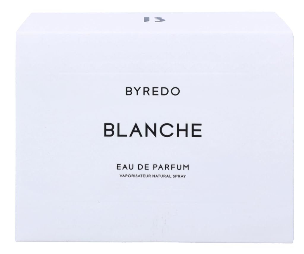 Confezione bianca con "BYREDO BLANCHE Eau de Parfum".