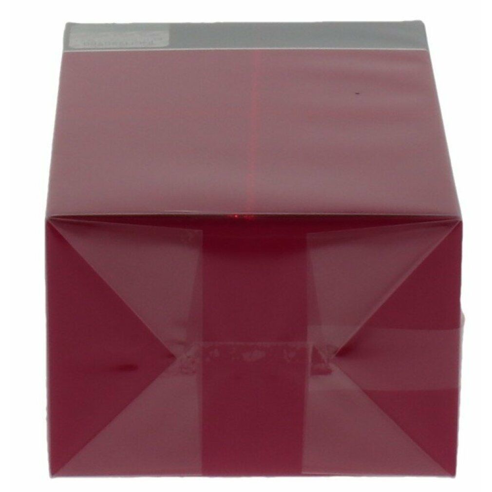 Confezione rettangolare rosso scuro, confezionata in modo trasparente.