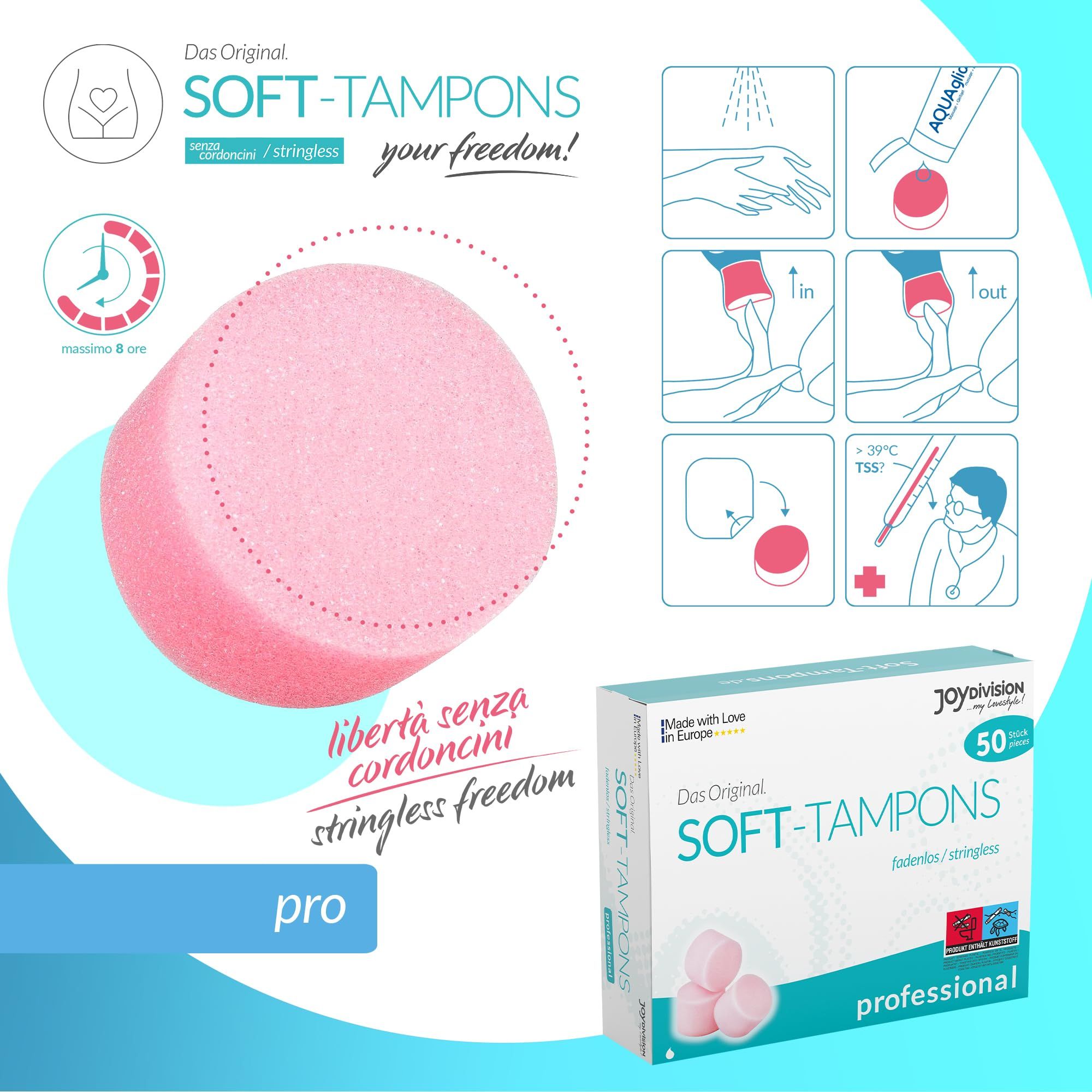 Confezione JOYDIVISION Soft-Tampons Professional, 50 pezzi, Made in Europe.