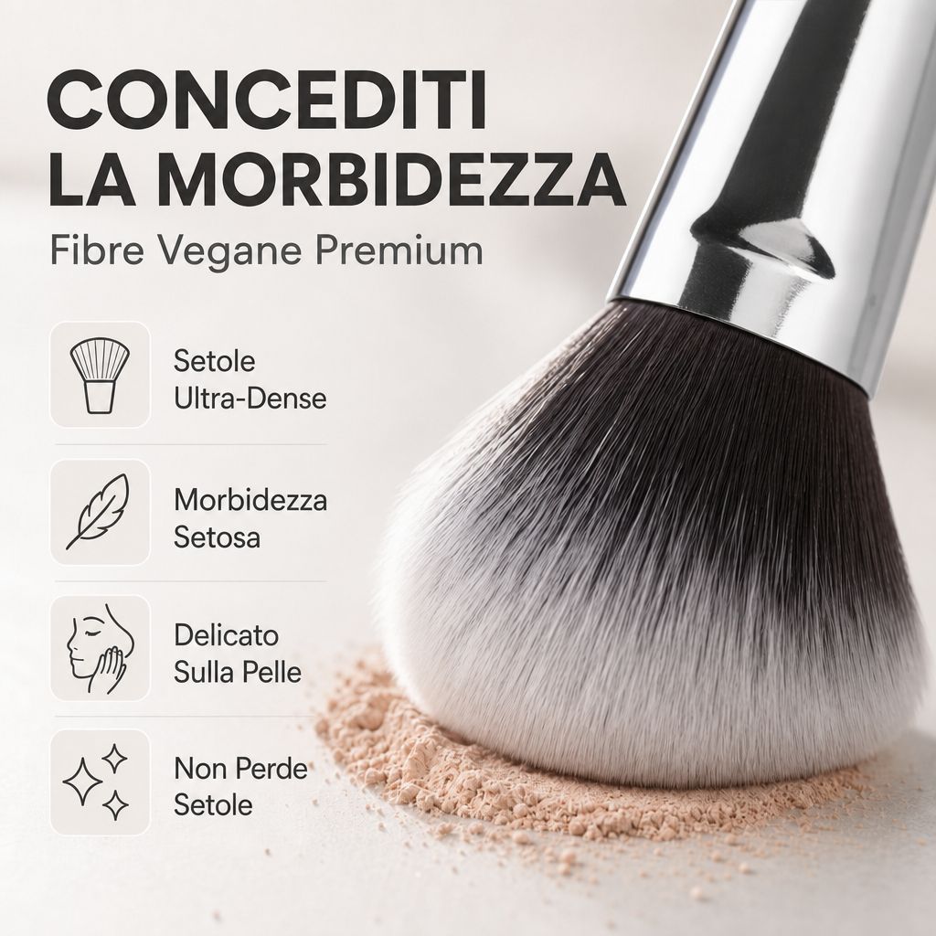 Primo piano di un pennello per trucco con setole morbide e dense.