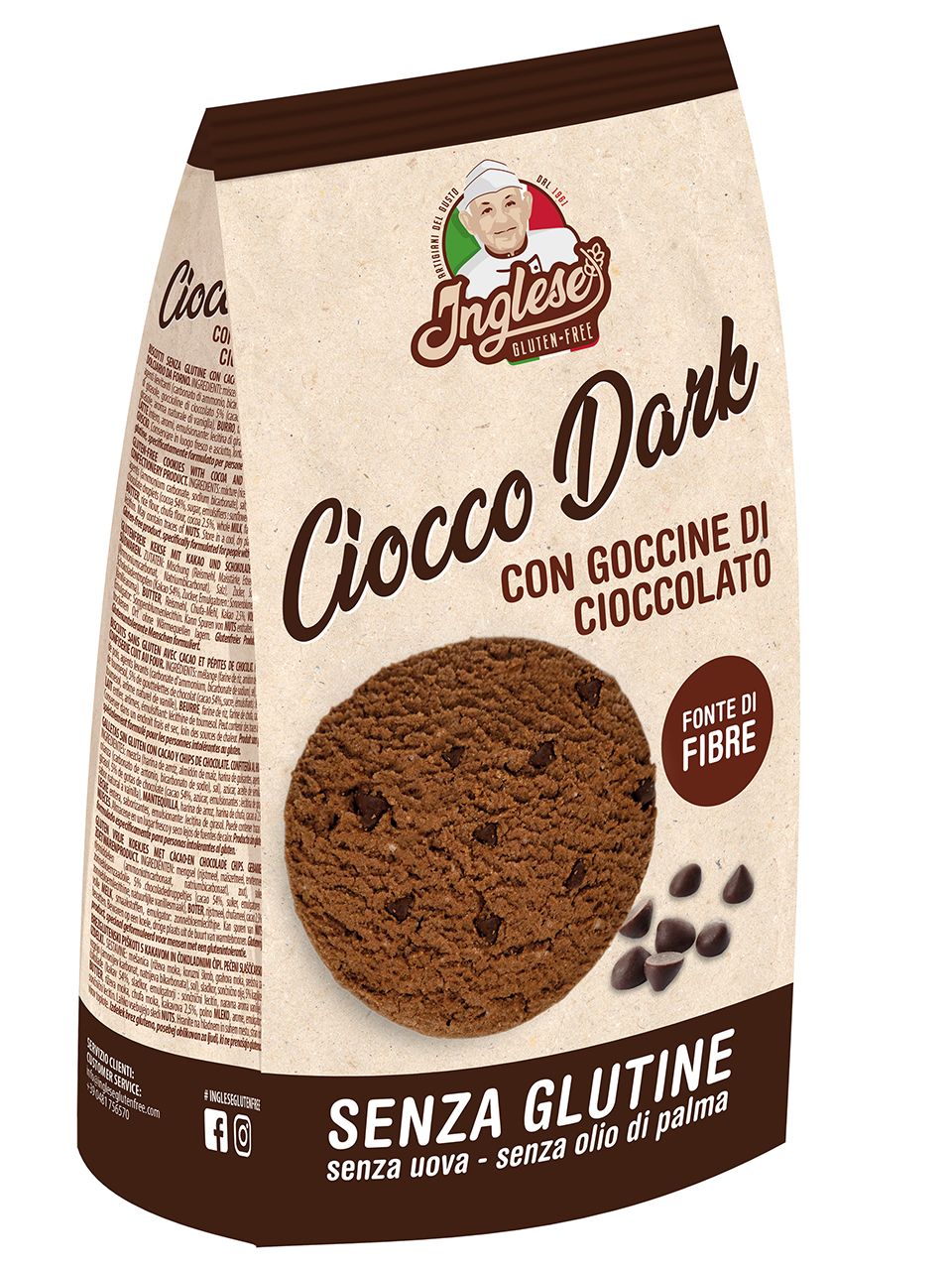 Biscotti senza glutine CiocoDark con gocce di cioccolato - Inglese