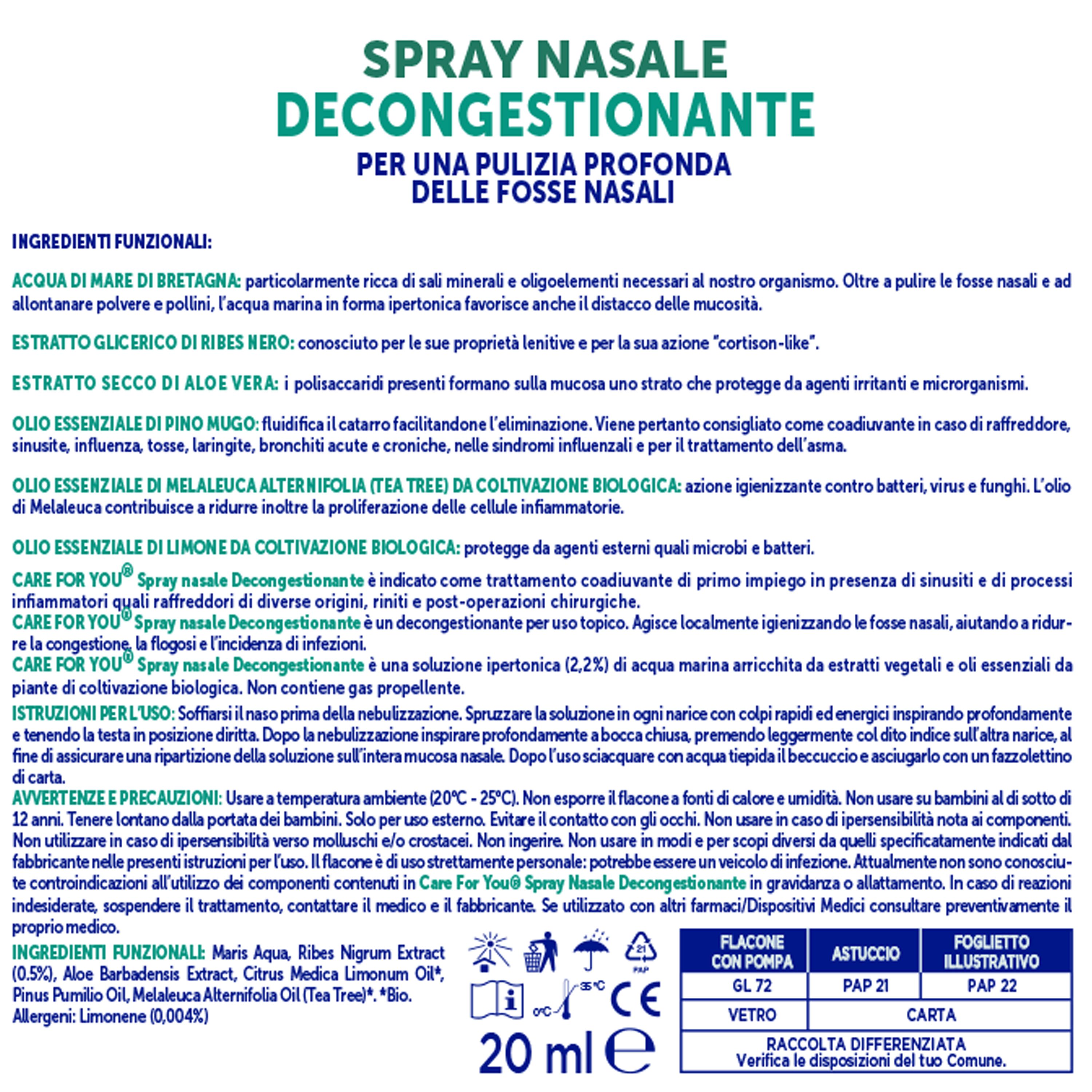Care For You Spray Nasale Decongestionante 20 ml
