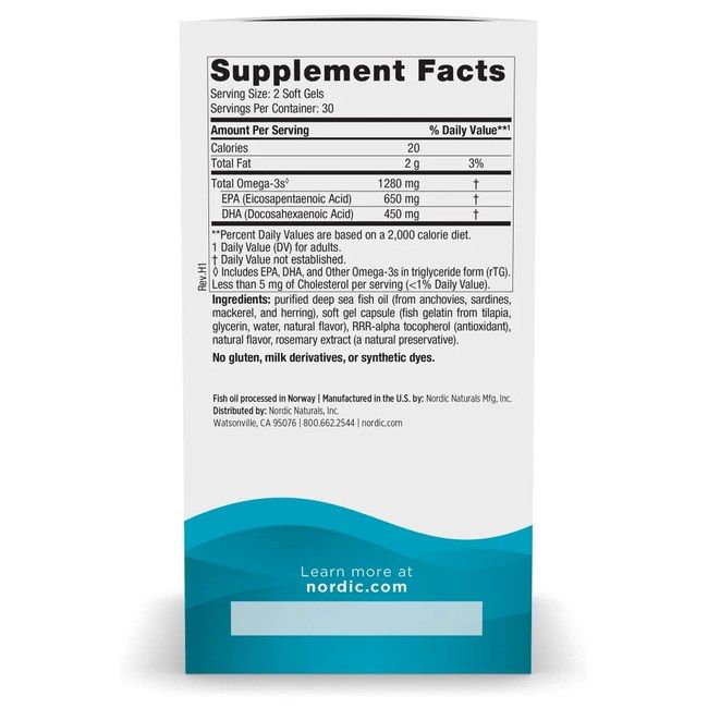 NORDIC NATURALS Ultimate Omega-3 1280 mg di gelatina di pesce - Gusto limone