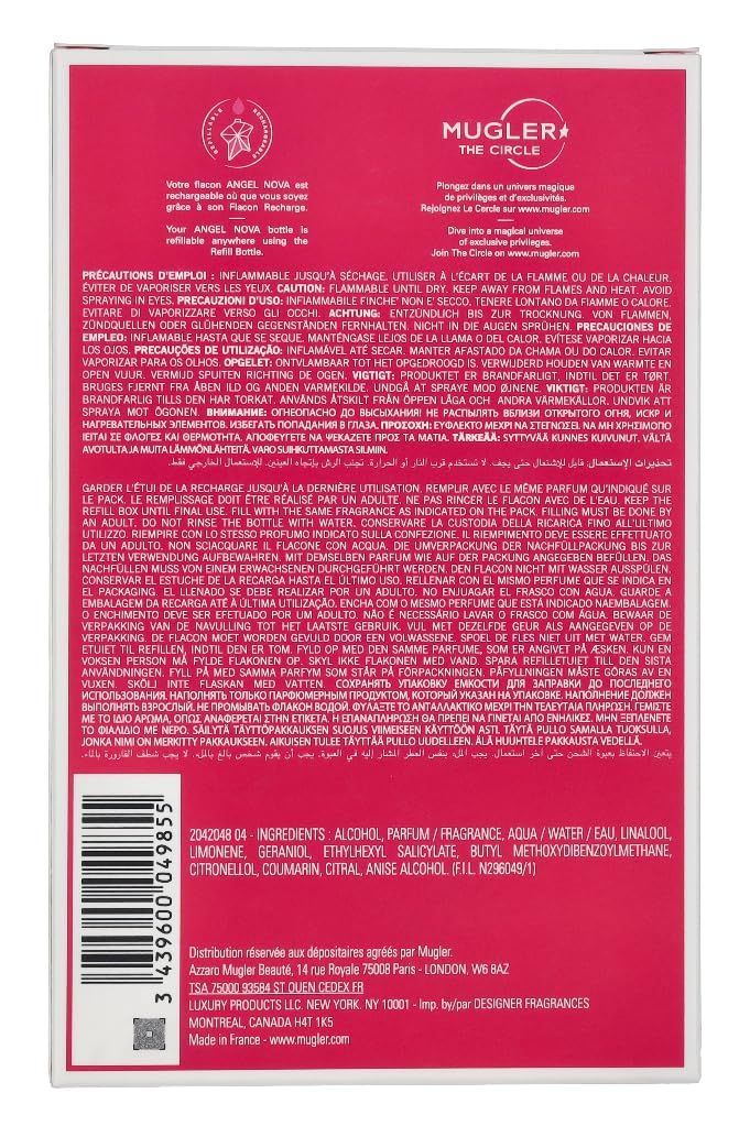 Retro della confezione. Testo in più lingue. Ingredienti e informazioni del produttore.