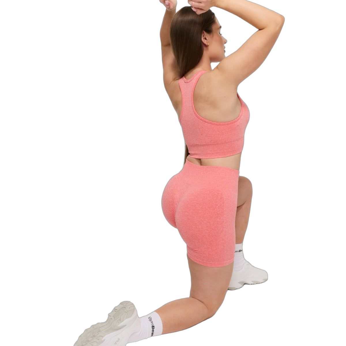 GymBeam Pantaloncini donna FLO corallo slim con vita elastica