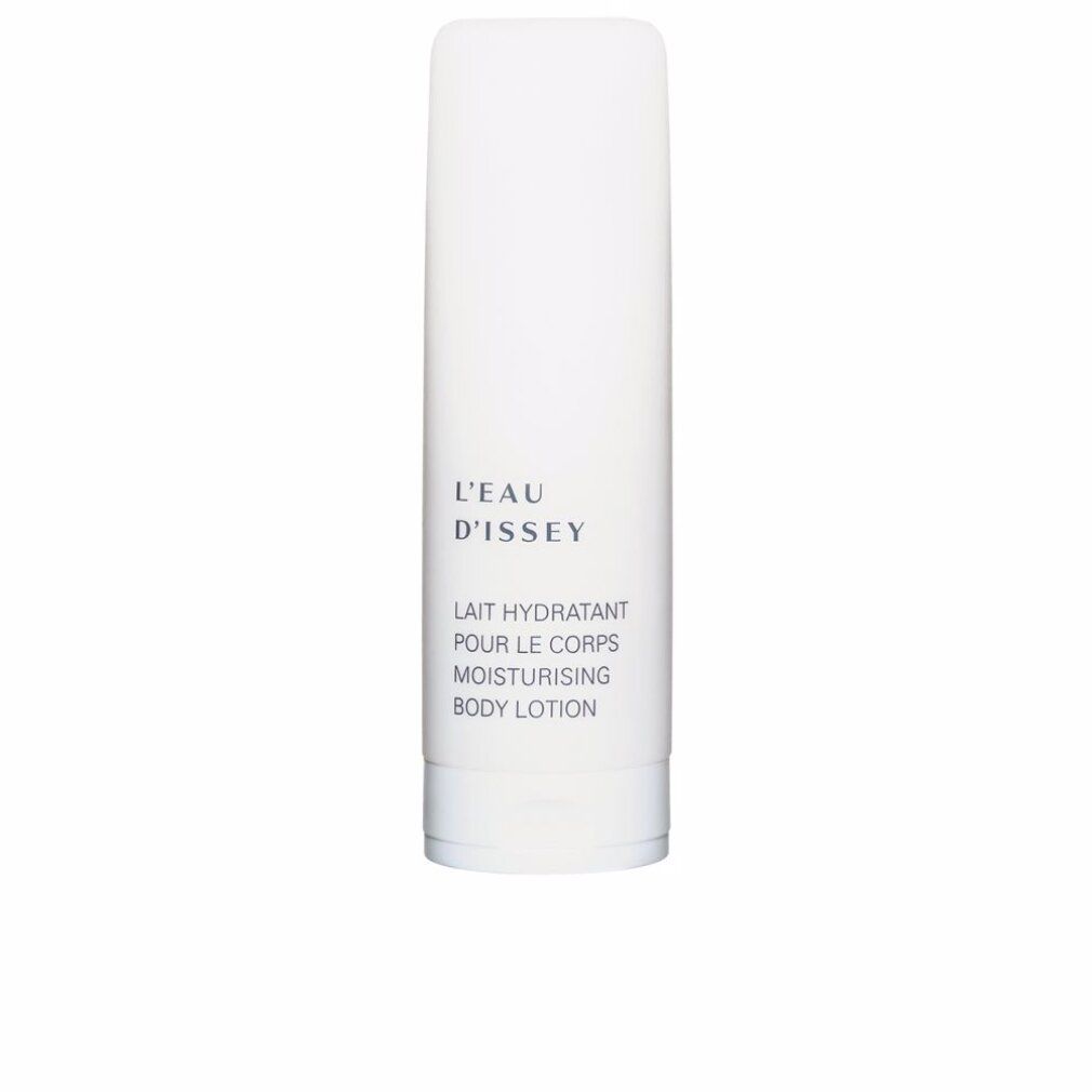Tubo bianco con scritta L'EAU D'ISSEY, LAIT HYDRATANT POUR LE CORPS, MOISTURISING BODY LOTION.