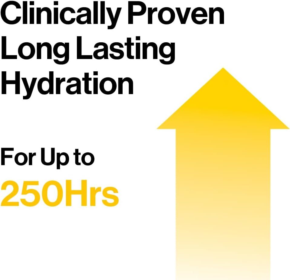 d'Alba White Truffle Mask. Freccia gialla. Testo: Clinically Proven Long Lasting Hydration. For Up to 250Hrs.