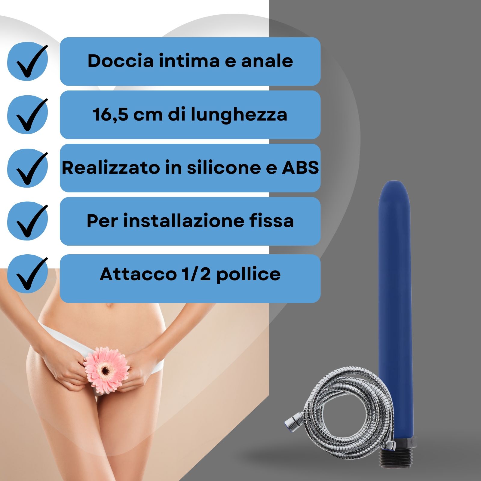 Lovelyness - Accessorio per doccia anale e intima - 15 cm - SET