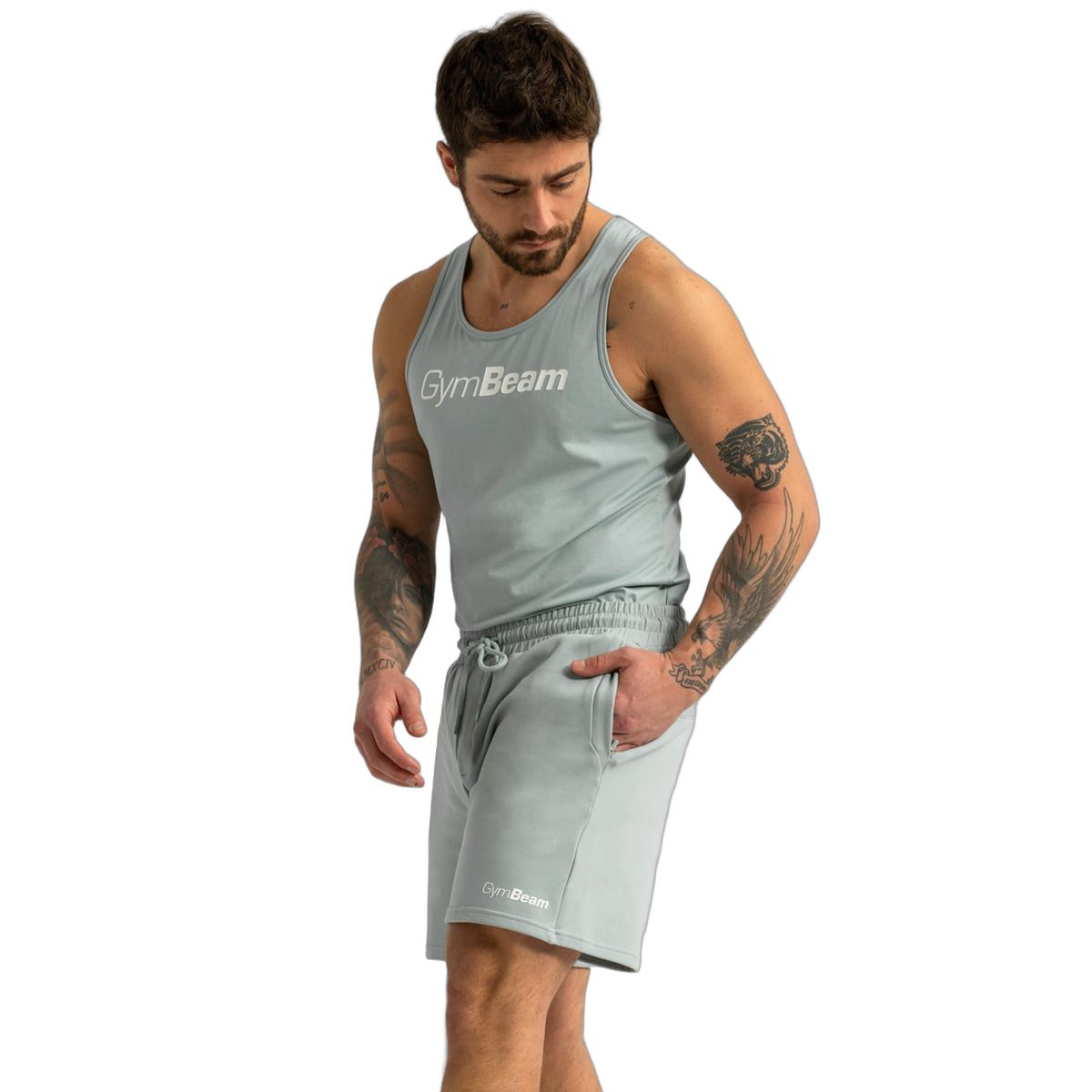 GymBeam Pantaloncini uomo regular con tasche Limitless Eucalypt
