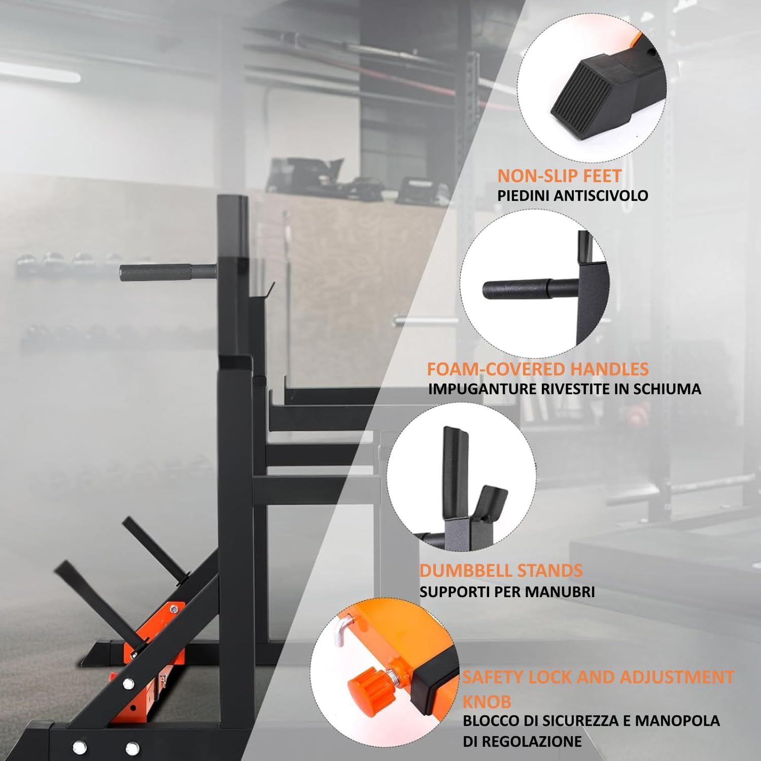 FFitness Squat Rack Regolabile Doppio Supporto Bilanciere FF