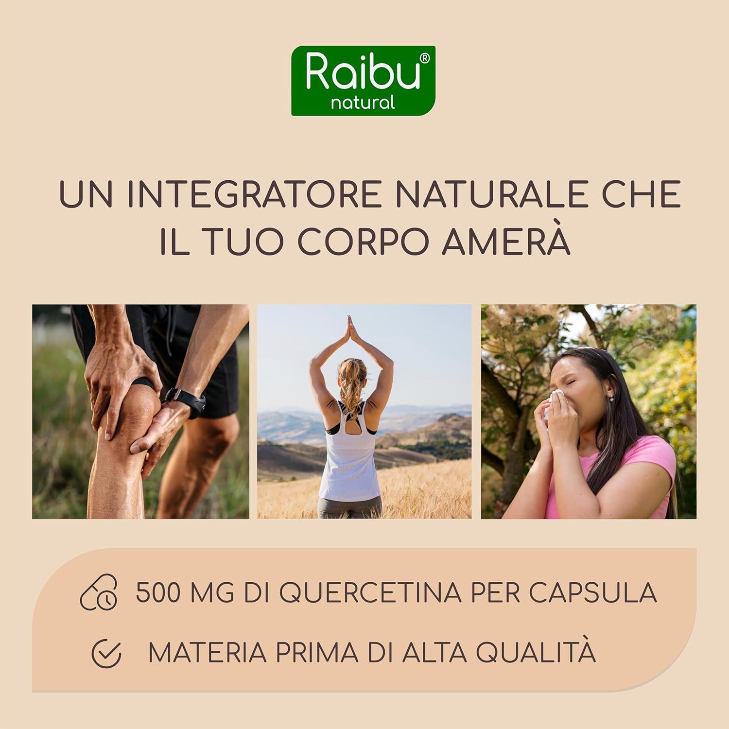 Quercetina Capsule 500mg Alto Dosaggio - RAIBU