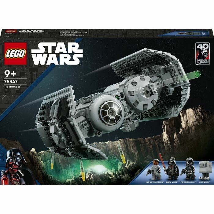 LEGO Star Wars 75347 TIE Bomber. Modello di astronave grigia. Confezione con immagini di minifigure. Età: 9+.