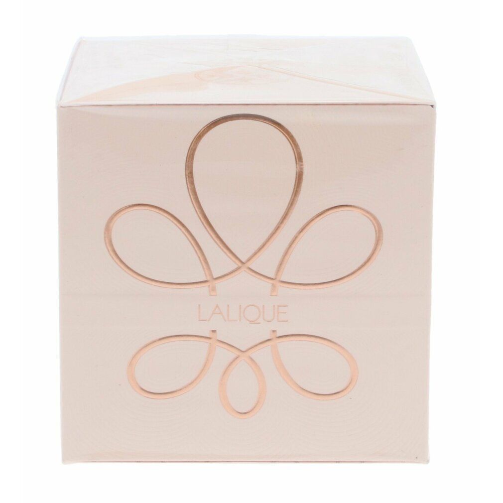 Confezione quadrata. Sfondo rosa con logo e testo dorati: Lalique Rêve d'Infini.