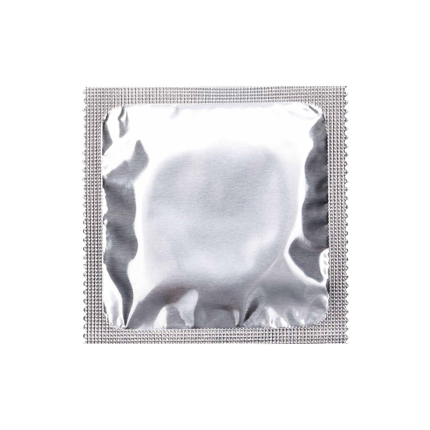 Preservativo confezionato singolarmente in foglio d'argento.