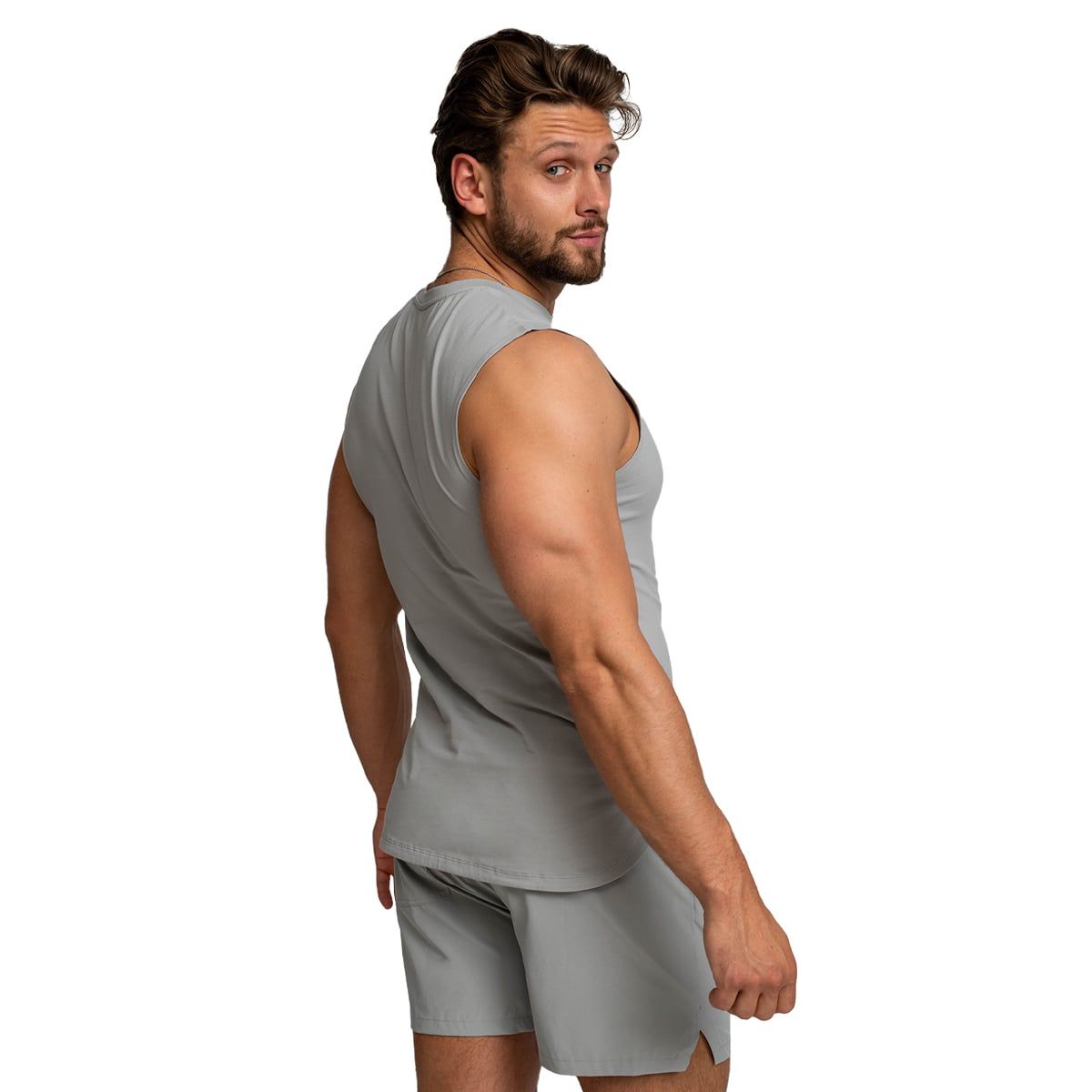 GymBeam Canotta uomo TRN regular grigia in cotone ed elastane