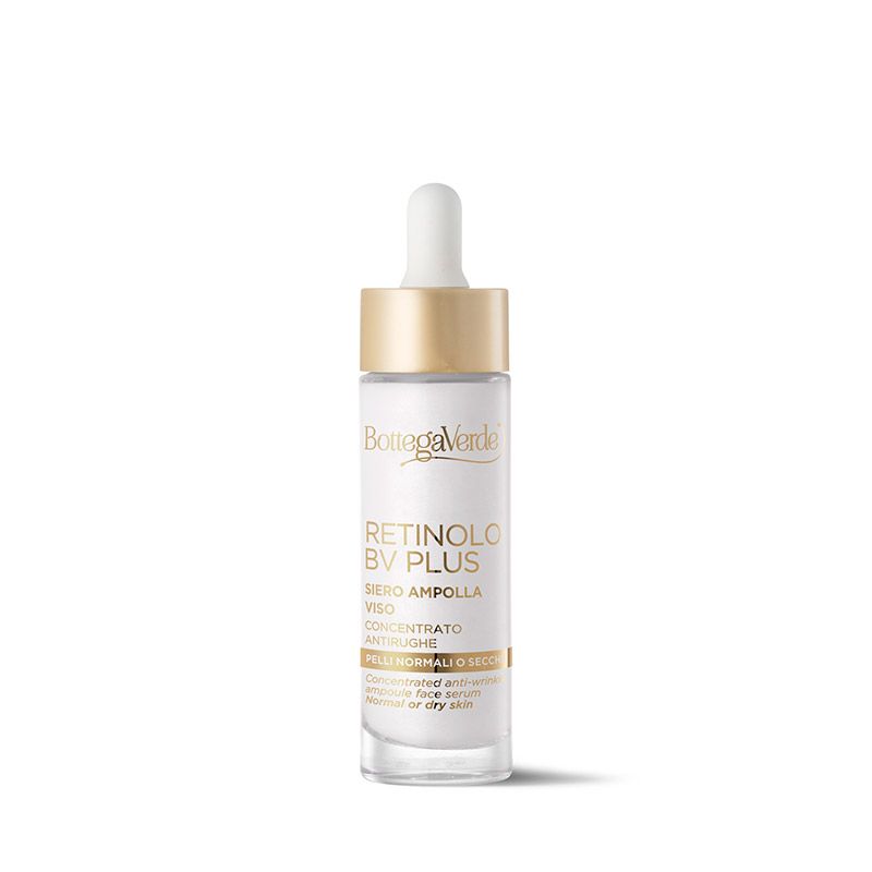 Bottega Verde Retinolo BV PLUS Siero viso in ampolla, concentrato antirughe per pelli normali o secche.