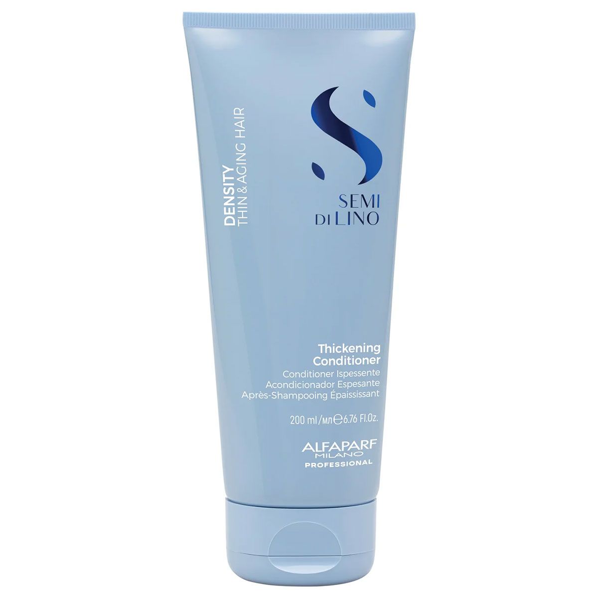 Alfaparf Milano Semi di Lino Density Thickening Conditioner in tubo azzurro da 200 ml.