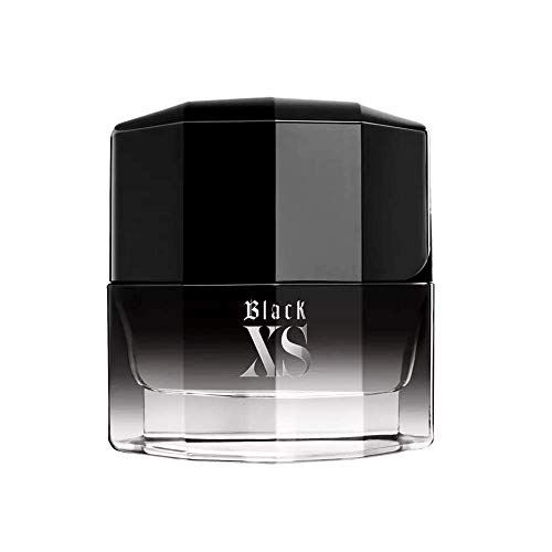 Flacone nero con tappo nero. Scritta Black XS.