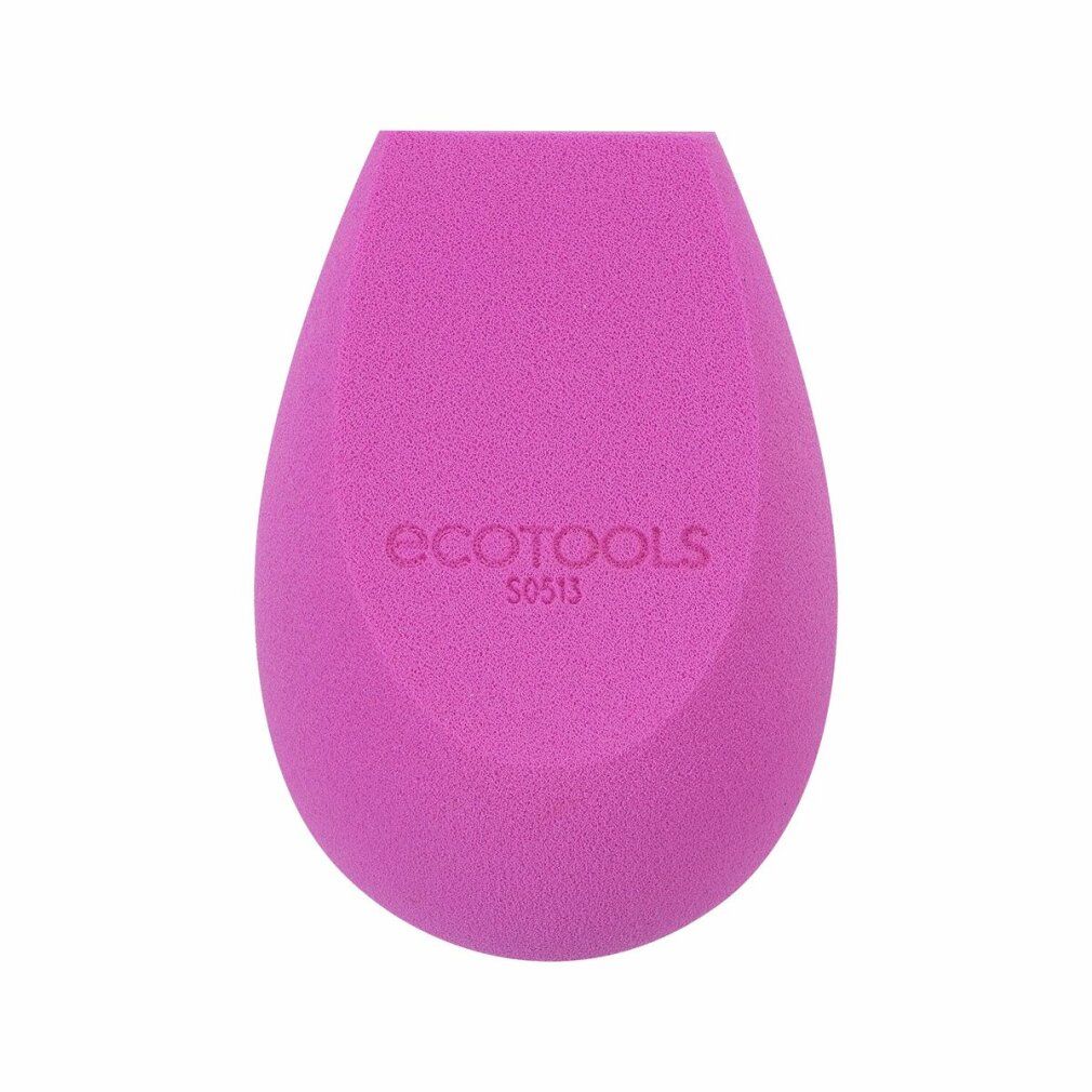 Spugna per trucco viola a goccia. Marchio 'Ecotools' e 'S0513' sulla superficie. Sfondo bianco.