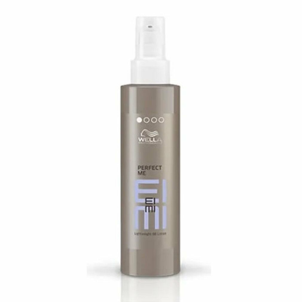 Flacone marrone con erogatore bianco. Scritta: Wella Eimi Perfect Me Lightweight Lotion.