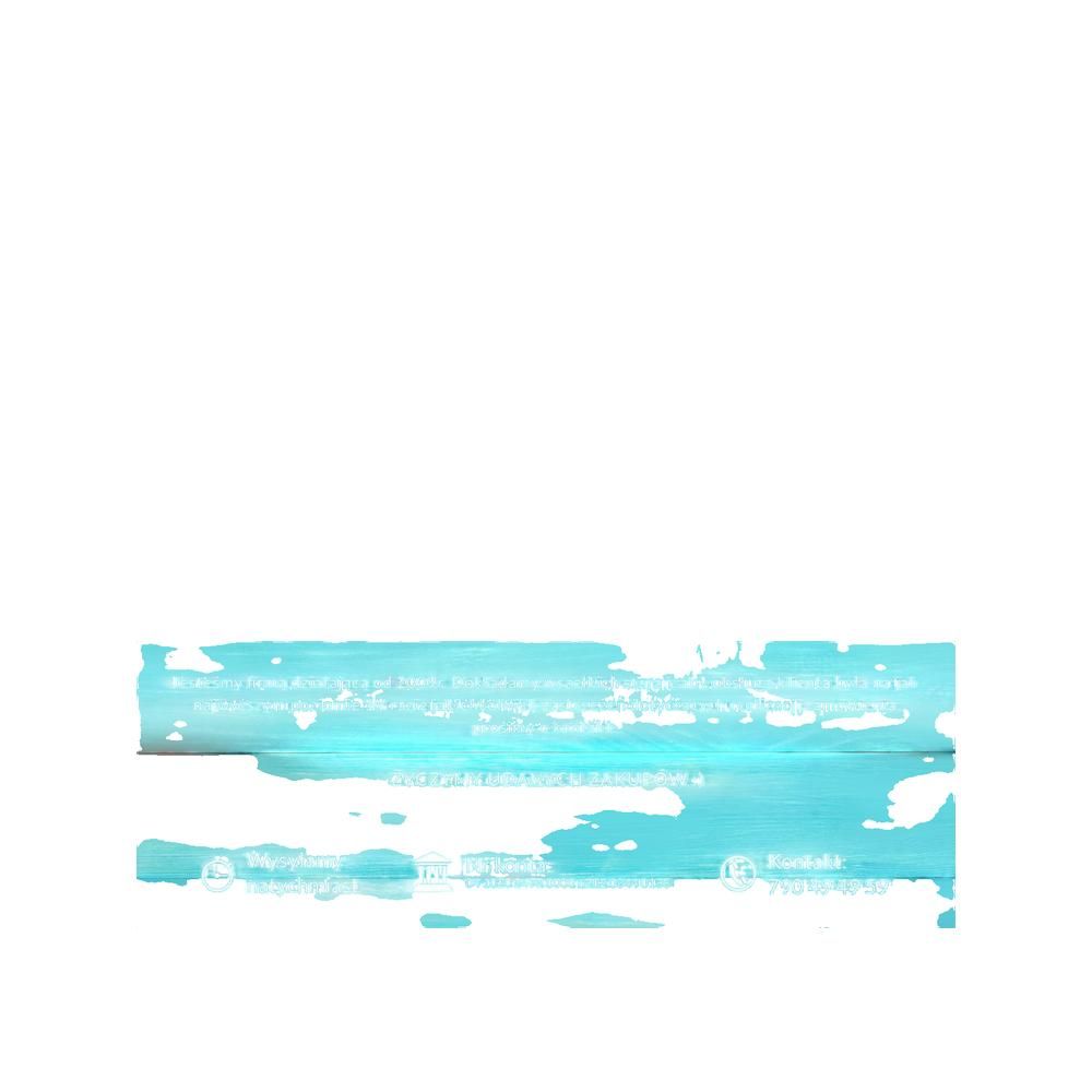 Striscia turchese con testo. Nome e marchio del prodotto visibili.