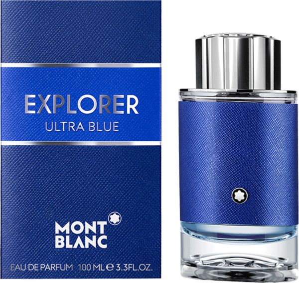 Flacone e confezione Montblanc Explorer Ultra Blue Eau de Parfum.