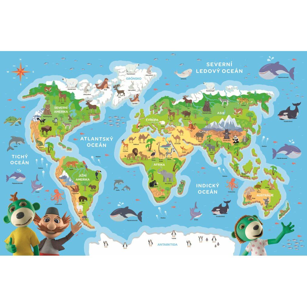 Puzzle Treflici conosci gli animali del mondo 48 pezzi