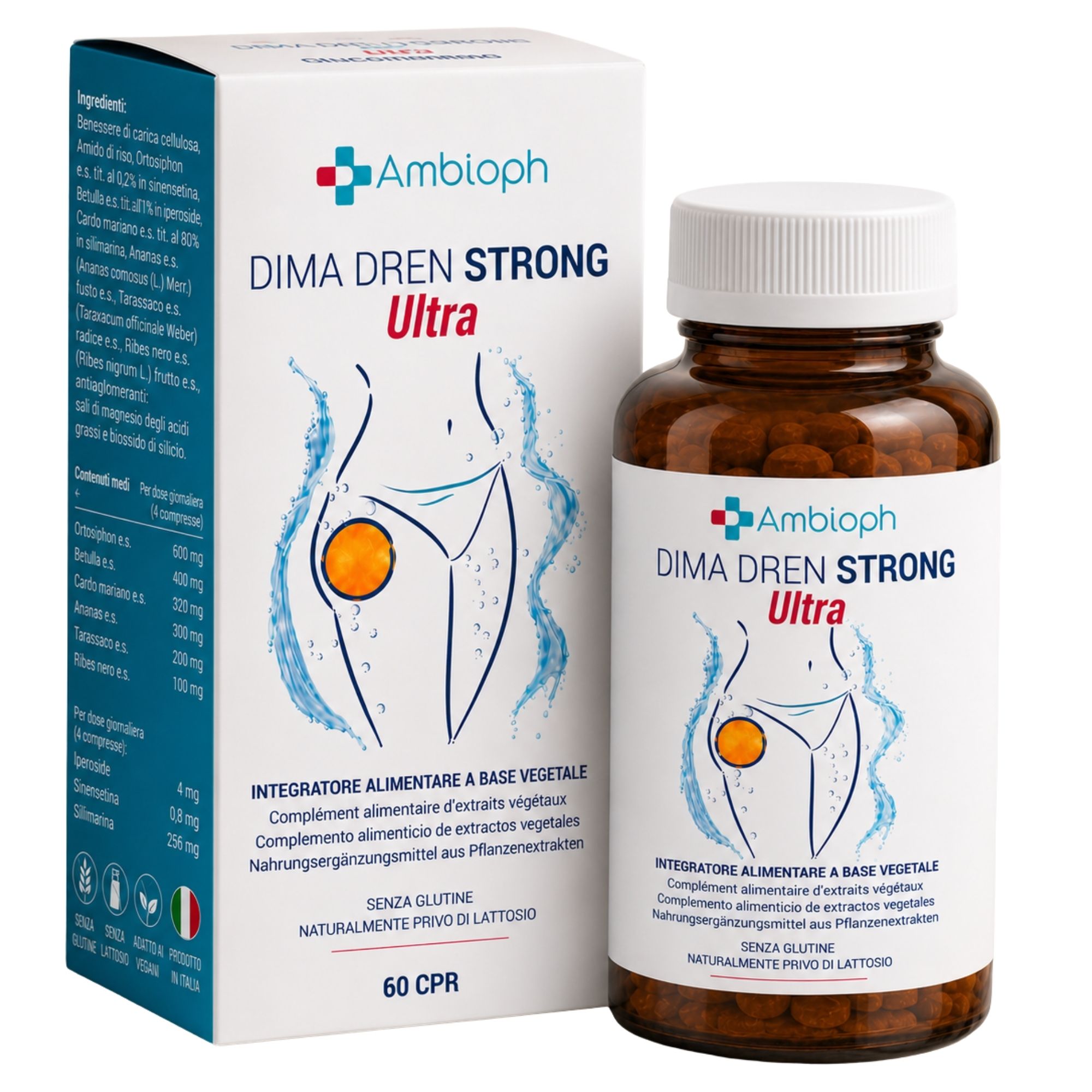 Dima Drena Strong Ultra Drenante forte dimagrante anticellulite con Bromelina, Centella e altre erbe