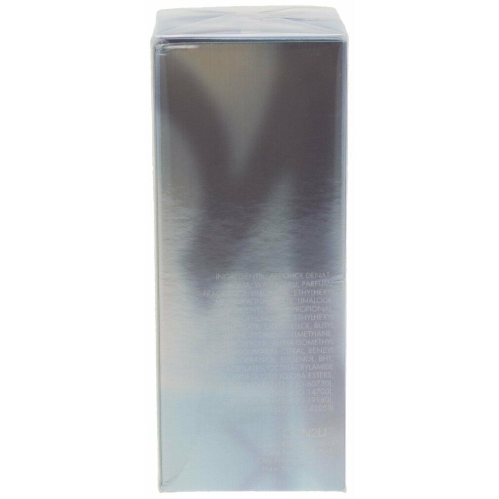 Retro della scatola argentata Calvin Klein CKIN2U for him. Testo in piccolo.