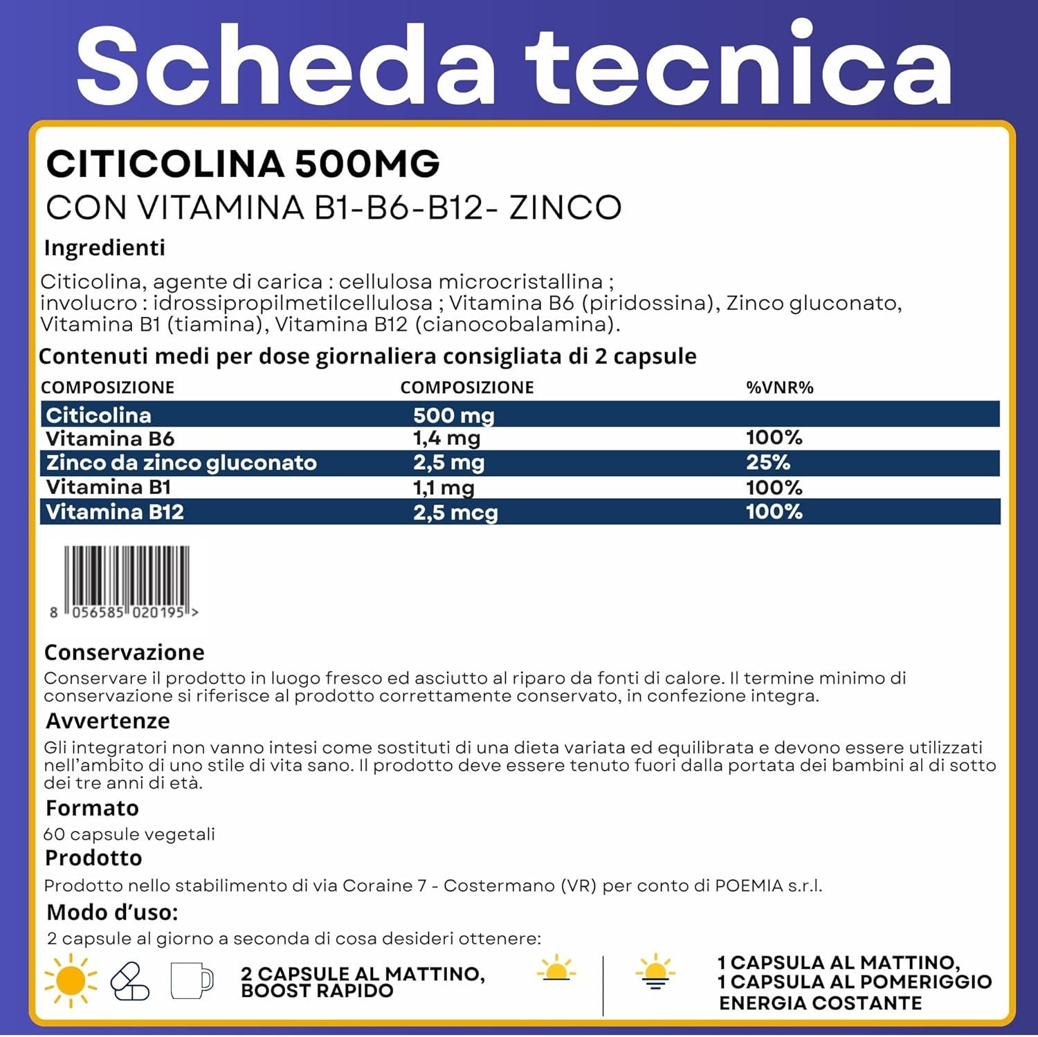 Poemia - Citicolina Pura 500mg
