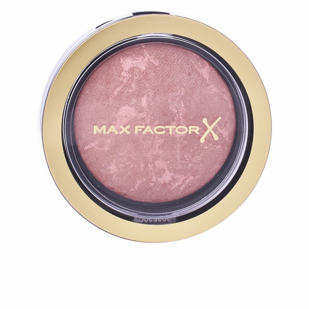Fard Max Factor in contenitore rotondo dorato con coperchio trasparente. Motivo marmorizzato rosa.