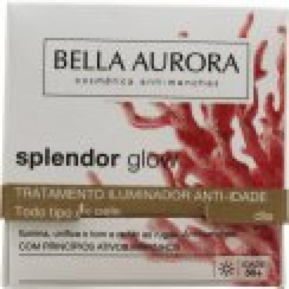 Scatola con scritta: BELLA AURORA, splendor glow. Testo.