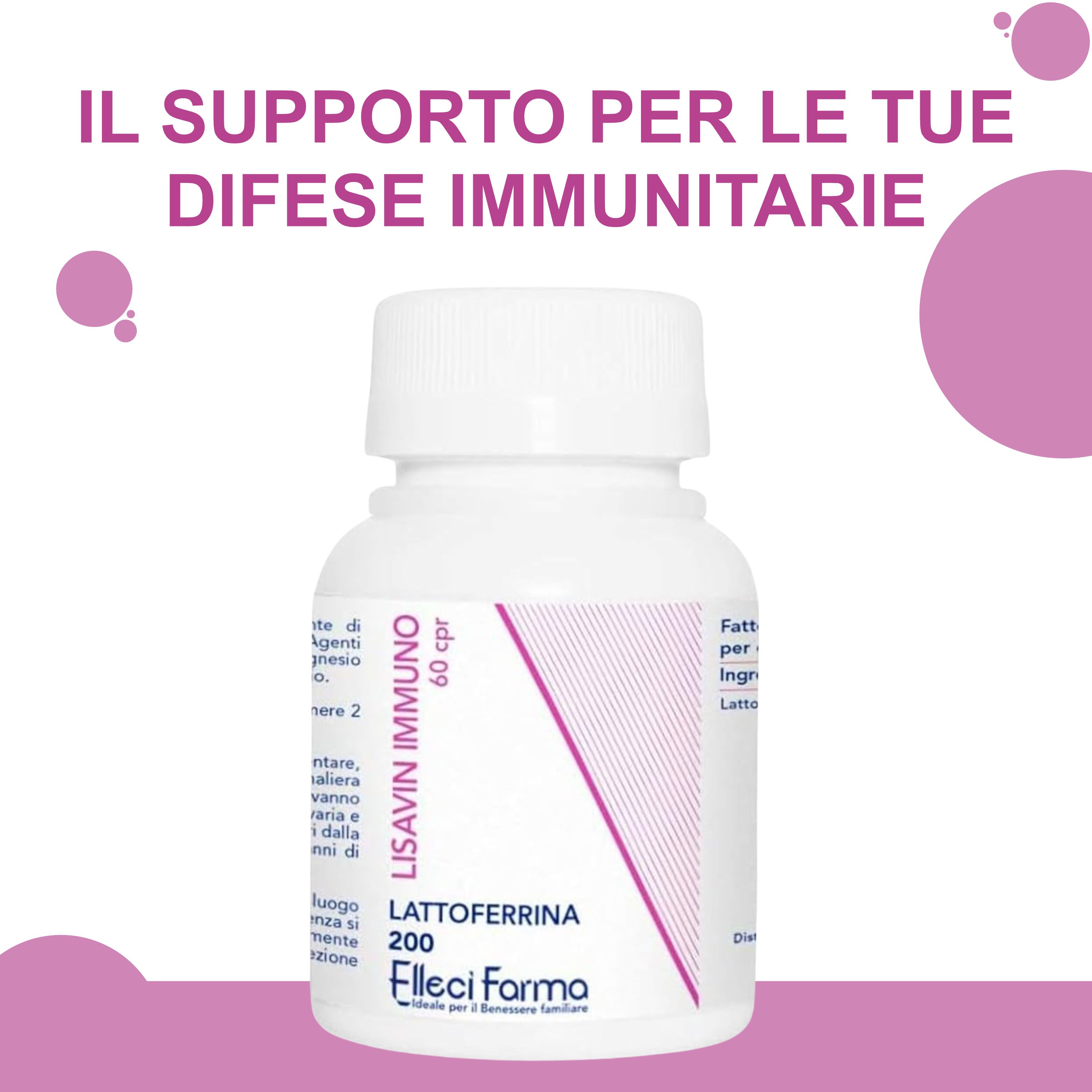 Elleci Farma - Lisavin Immuno Integratore Lattoferrina 200mg Echinacea Vitamina C 60cpr
