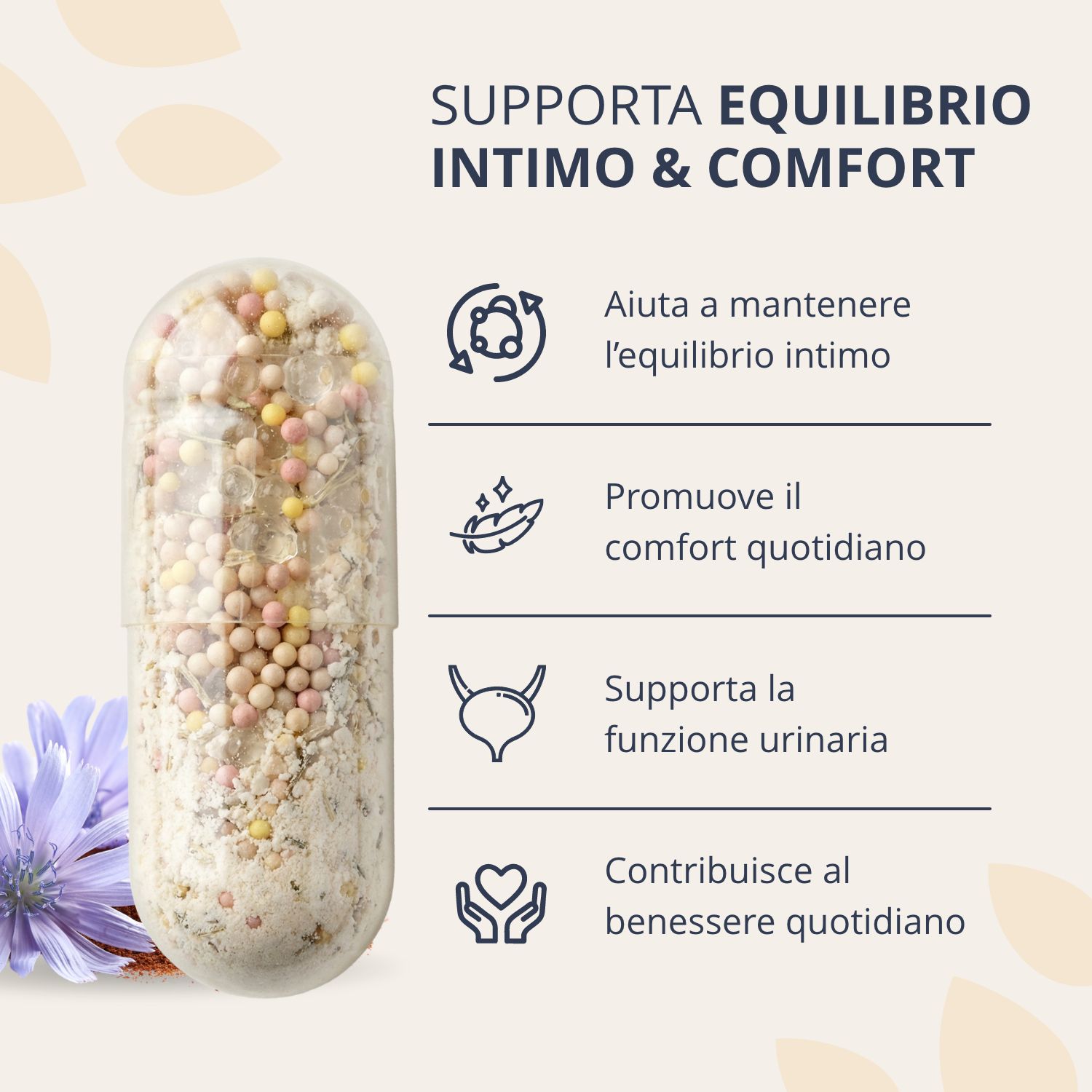 Capsula Golden Tree My Flora Biotics con perline. Supporta l'equilibrio intimo e il comfort.