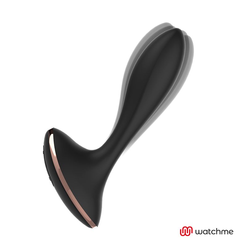 Vibratore nero con anello color rame, con animazione di vibrazione. Mostra il prodotto.