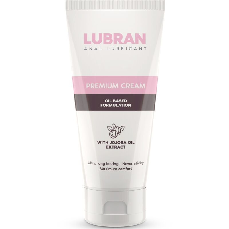 Tubo con Lubran Anal Lubricant, estratto di olio di jojoba, crema premium, formulazione a base oleosa.