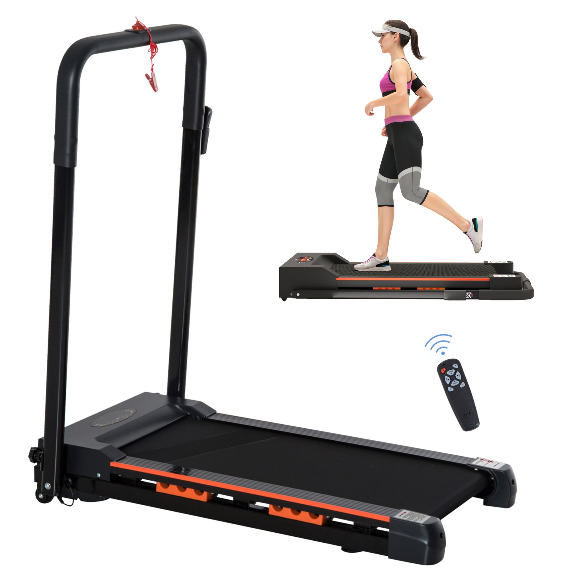 HOMCOM Tapis roulant elettrico pieghevole con telecomando, display LCD, velocità 1-6 km/h