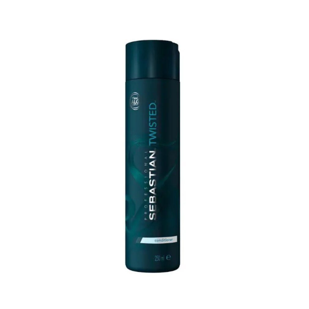 Flacone blu scuro con nome del prodotto e logo. Testo: PROFESSIONAL. TWISTED. Conditioner. 250 ml.