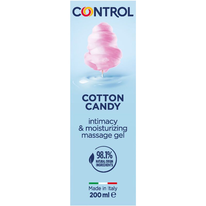 Gel intimo Control Cotton Candy, flacone da 200 ml con immagine di zucchero filato.