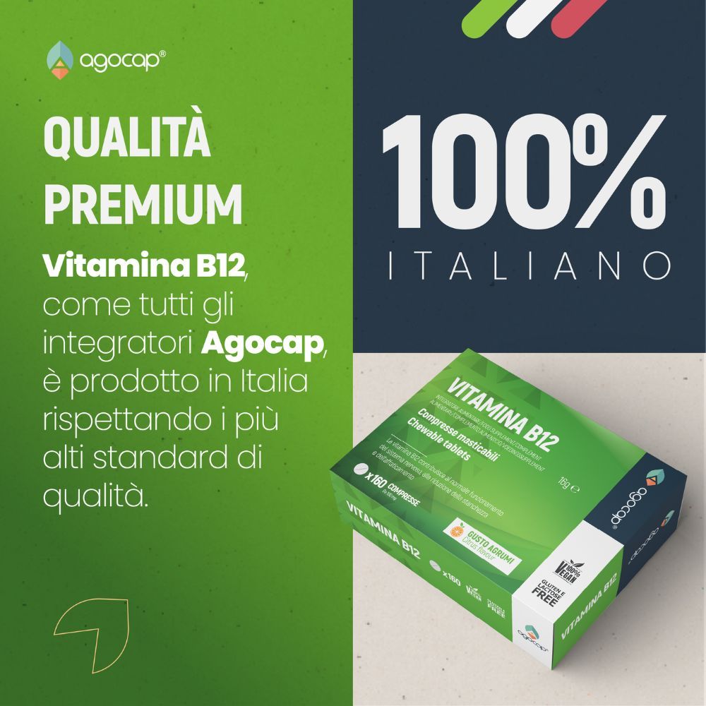 Vitamina B12 alto dosaggio vegana e masticabile