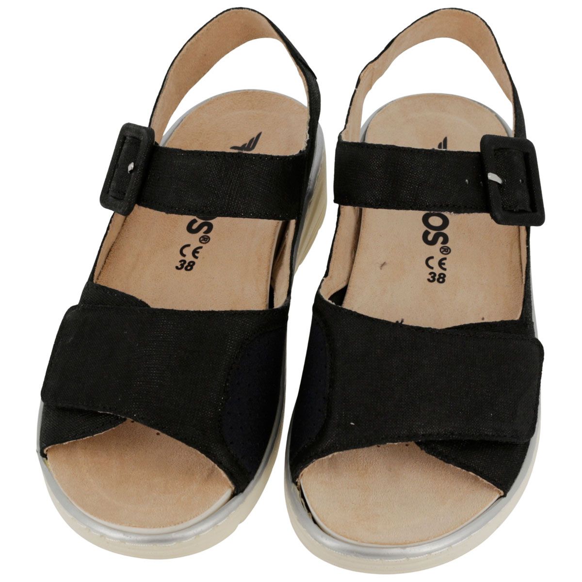 Hergos H5801 - Sandalo in pelle e tessuto elasticizzato con plantare estraibile