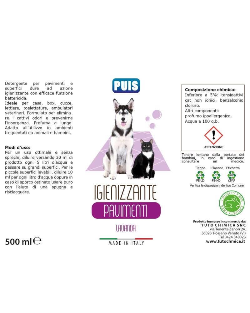 Puis detergente igienizzante Pavimenti per animali domestici, elimina i cattivi odori